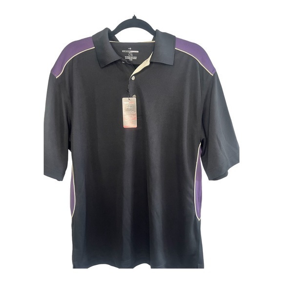 Grand Slam Golf Mens Polo Large Black with Purple Accents Polyester - Picture 3 of 4